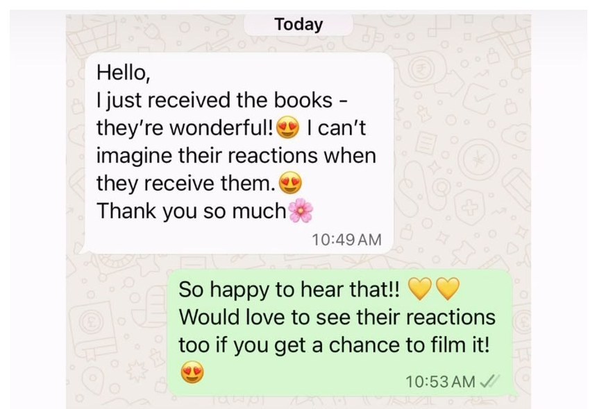 Customer message: I just received the books, they're wonderful